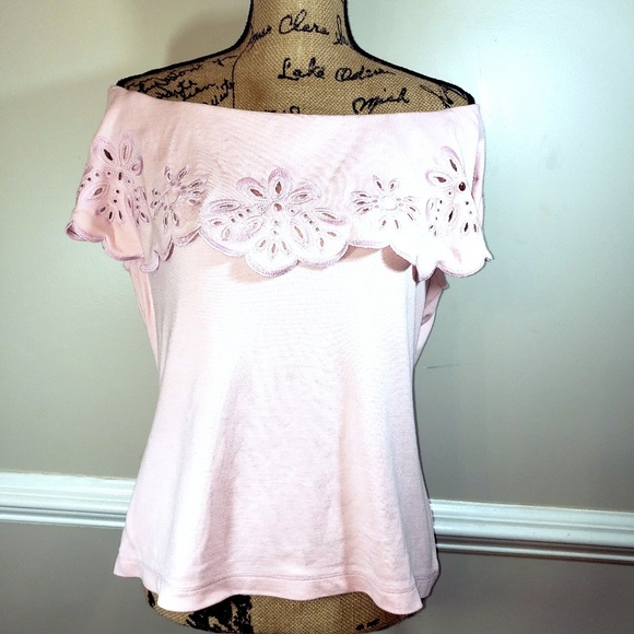 Ann Taylor Factory Tops - Ann Taylor pink off shoulder top size Large